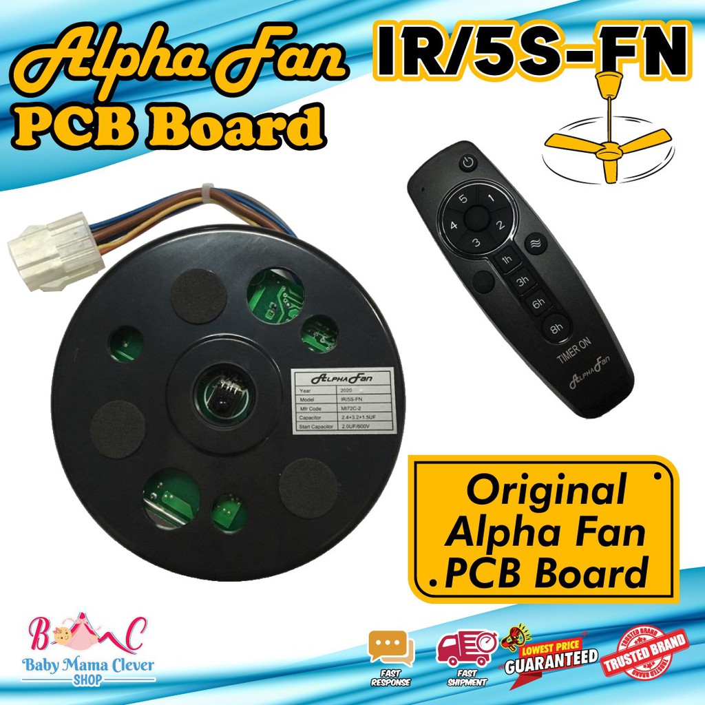 ALPHA CEILING FAN ORIGINAL PCB BOARD AND REMOTE CONTROL IR/5sfn
