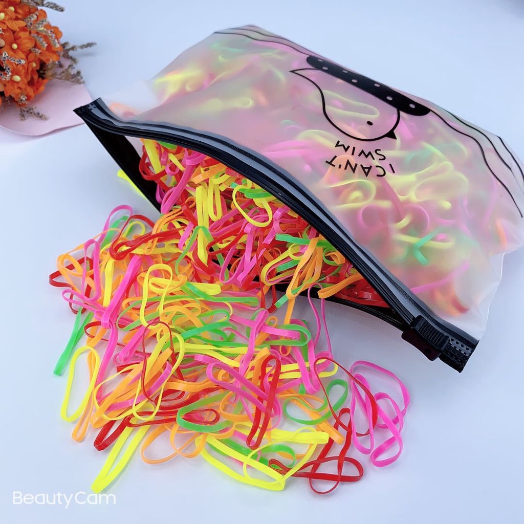 🌈🌈500 pieces Colourful Children Small Rubber Band Hair Tie Shopee