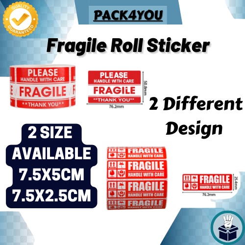 Rolls Pcs Fragile Sticker Warning Label Roll Sticker Mudah