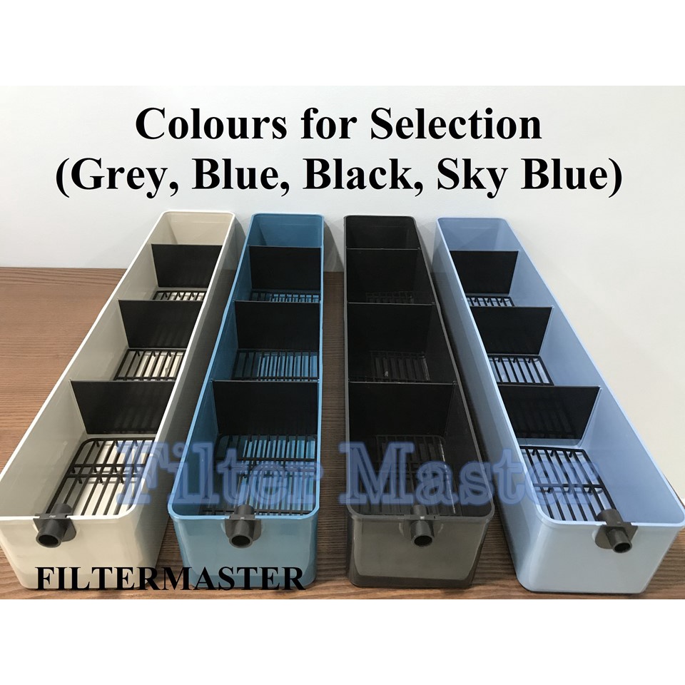 Premium Top Filter Box for Aquarium 27 x 5 x 4.5 Blue Grey Black Sky Blue