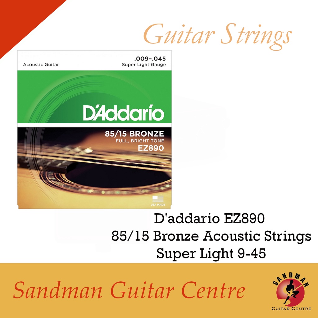 D’Addario EZ890 85/15 Bronze Acoustic Strings, Super Light, 945 (1