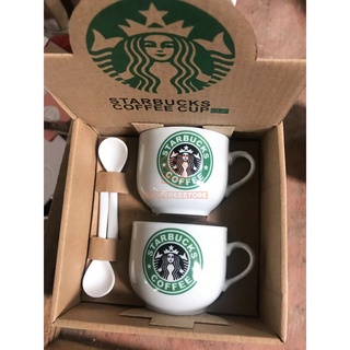 MGS Starbucks Coffee Cup Cawan Starbucks mug Starbucks Ceramic Coffee cup  set with spoon 200ml pack of 1