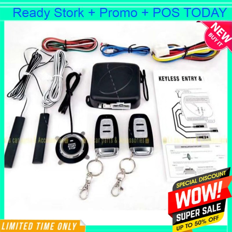 Alarm System Keyless 2 Way Security Door Remote Control Kit Brake Lock ...