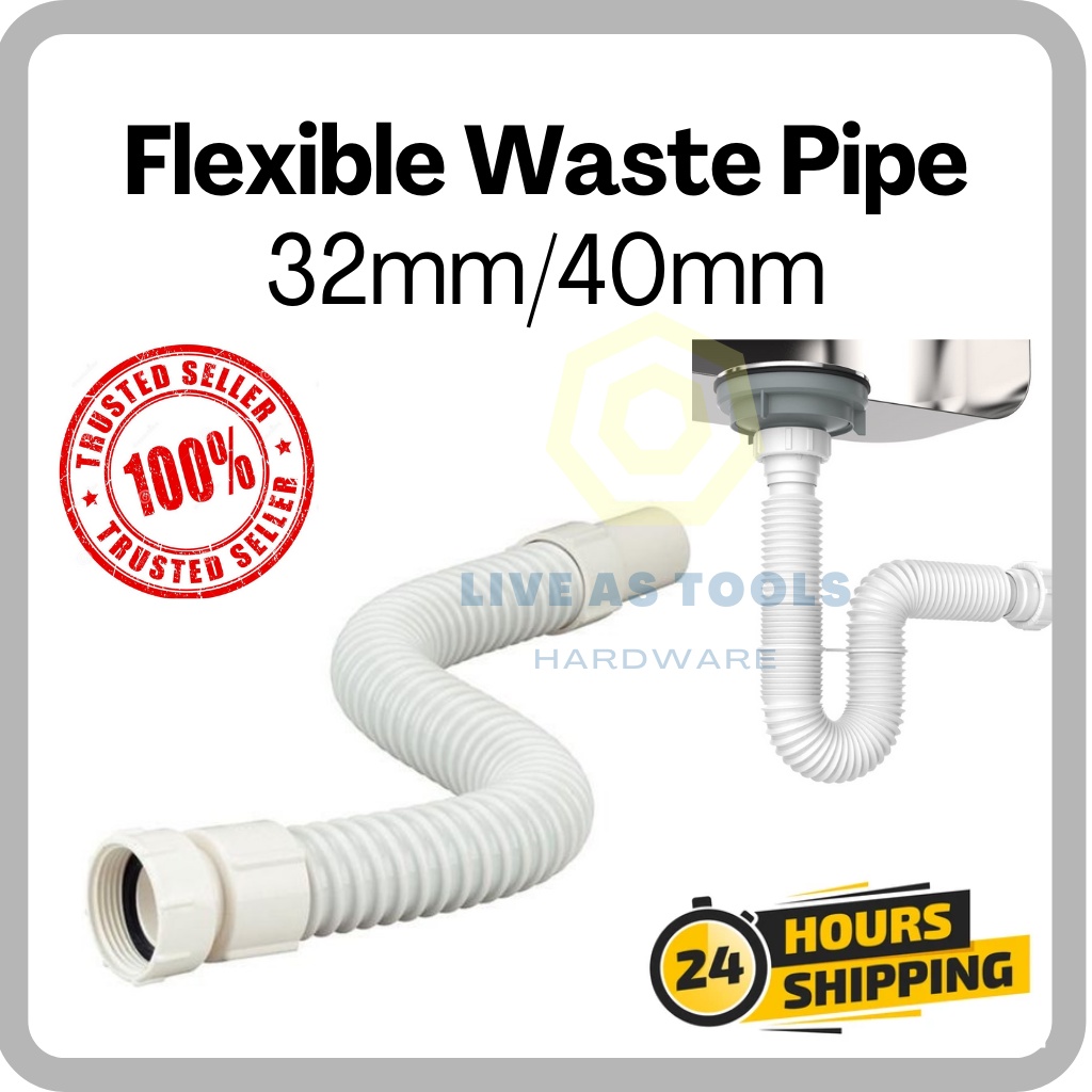 Flexible Waste Pipe 32mm 40mm/ Kitchen Sink & Basin Flexible Bottle ...