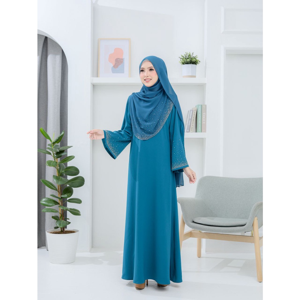 Shawl Neck Abaya - Blue