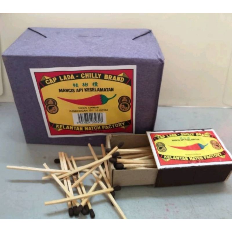 *KR8533 Matches Cap Lada Chilly Brand Mancis Kayu Api(1Pack/10BoxSmall ...