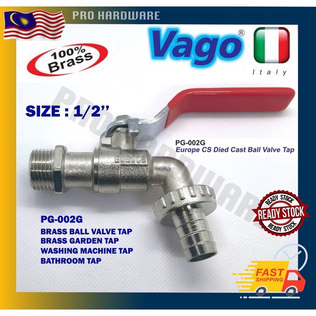 100 ORIGINAL 1/2'' VAGO SOLID BRASS BALL VALVE TAP FOR GARDEN TAP/WASHING MACHINE TAP/BATHROOM