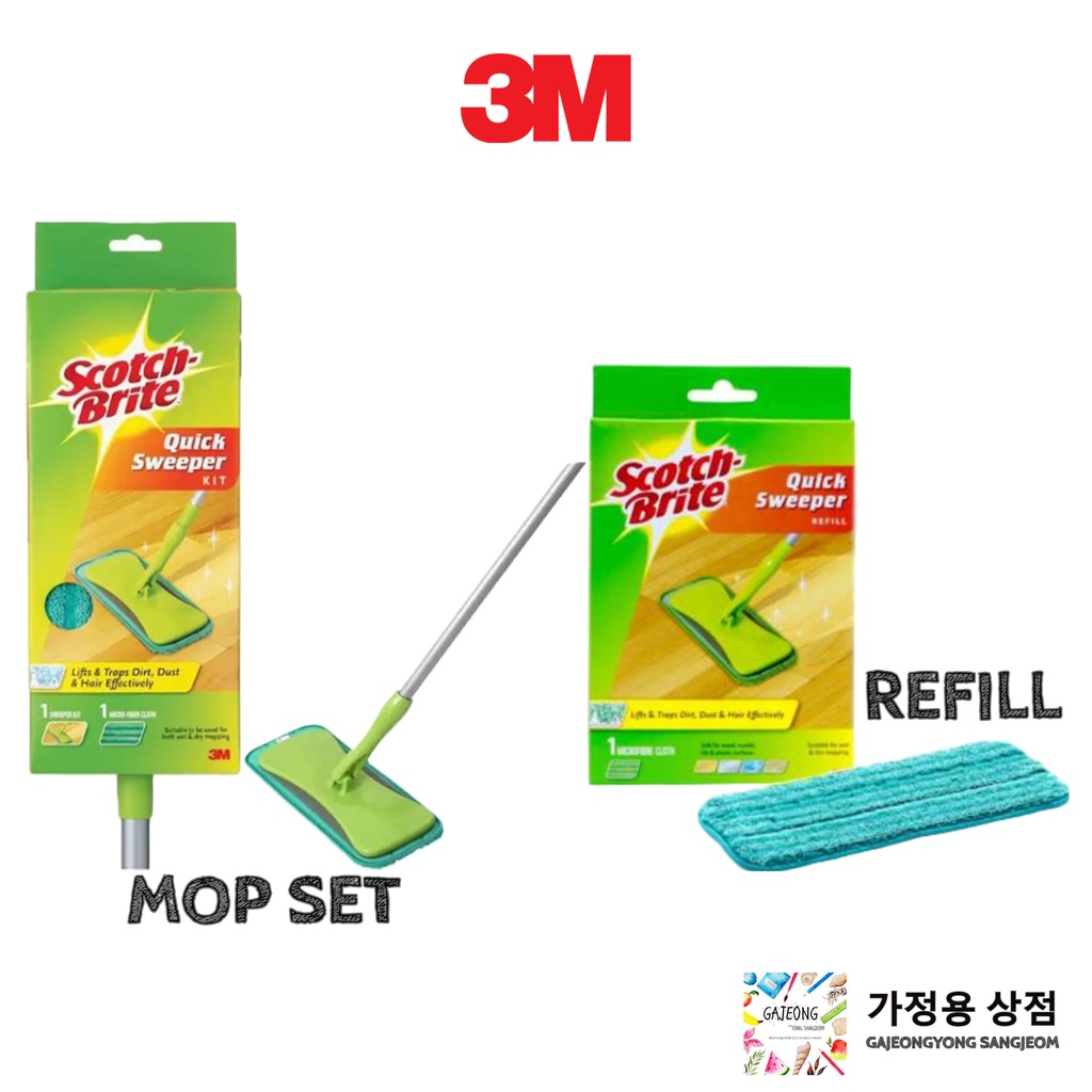 3M SCOTCH-BRITE MF-400 Quick Sweeper Mop Set / Refill Cloth (1pc ...