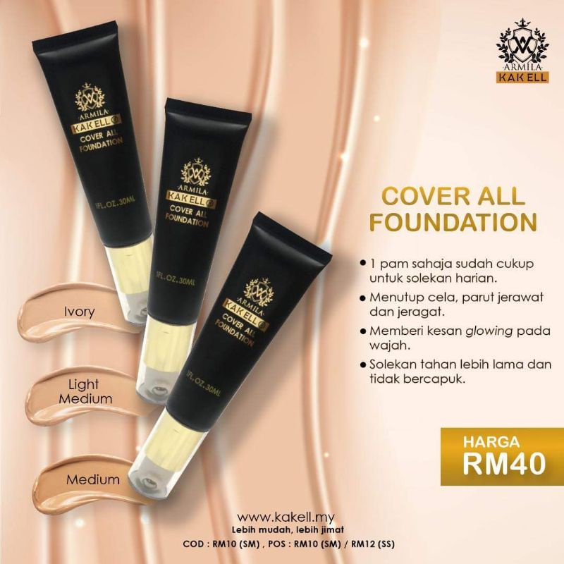 Kak Ell Cover All Foundation ( CLEAR STOCK) Shopee Malaysia