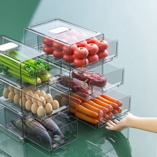 1pc Random Color Kitchen Fridge Storage Box Drawer, Freezer Translucent  Compartment Organizer, Vegetable & Fruit Container