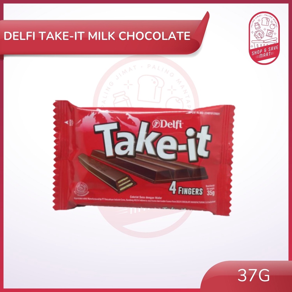 Delfi Take-It 4 Fingers Chocolate Bar - 37g (Flavor: Milk Chocolate ...