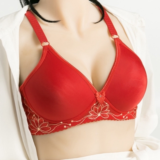 Women Embroidery Floral Lace Soft Bra No Steel Ring Push Up Japan