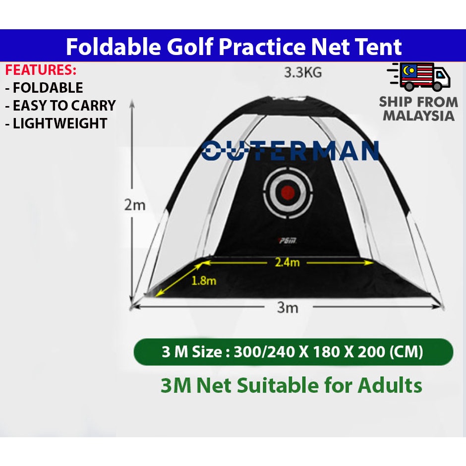 (READY STOC) Ninja 2m/3m Foldable Golf Practice Net Tent Indoor Outdoor ...