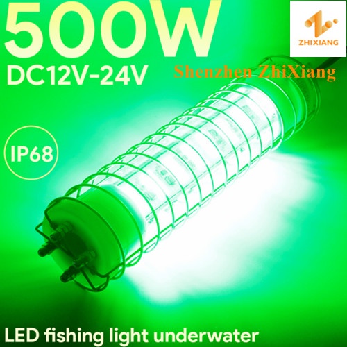 500W Submersible 12V-24V White and Green Squid LED Underwater Fishing Lights