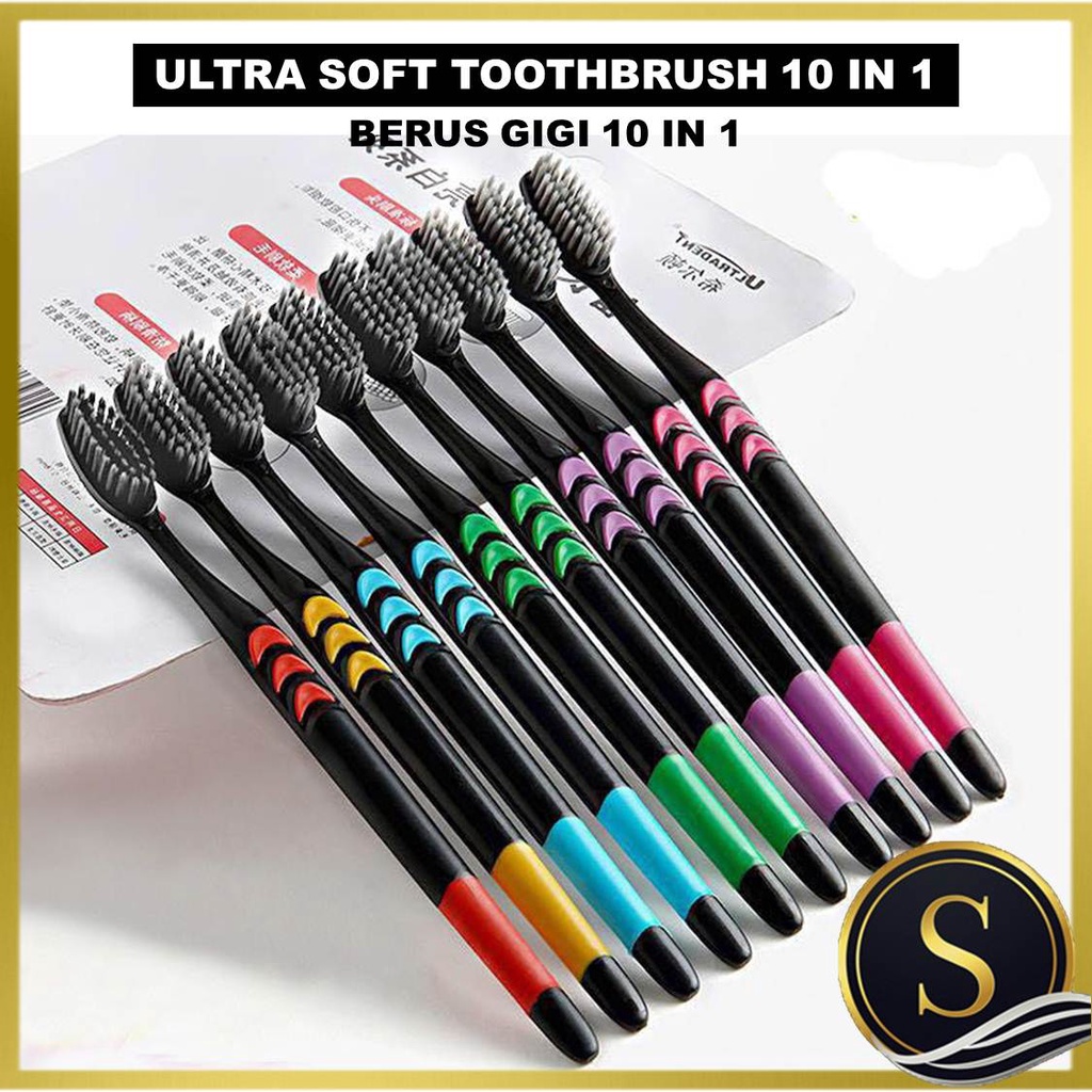 Bamboo Charcoal Toothbrush Healthy Teeth 10 In 1 Adult Soft & Fine ...