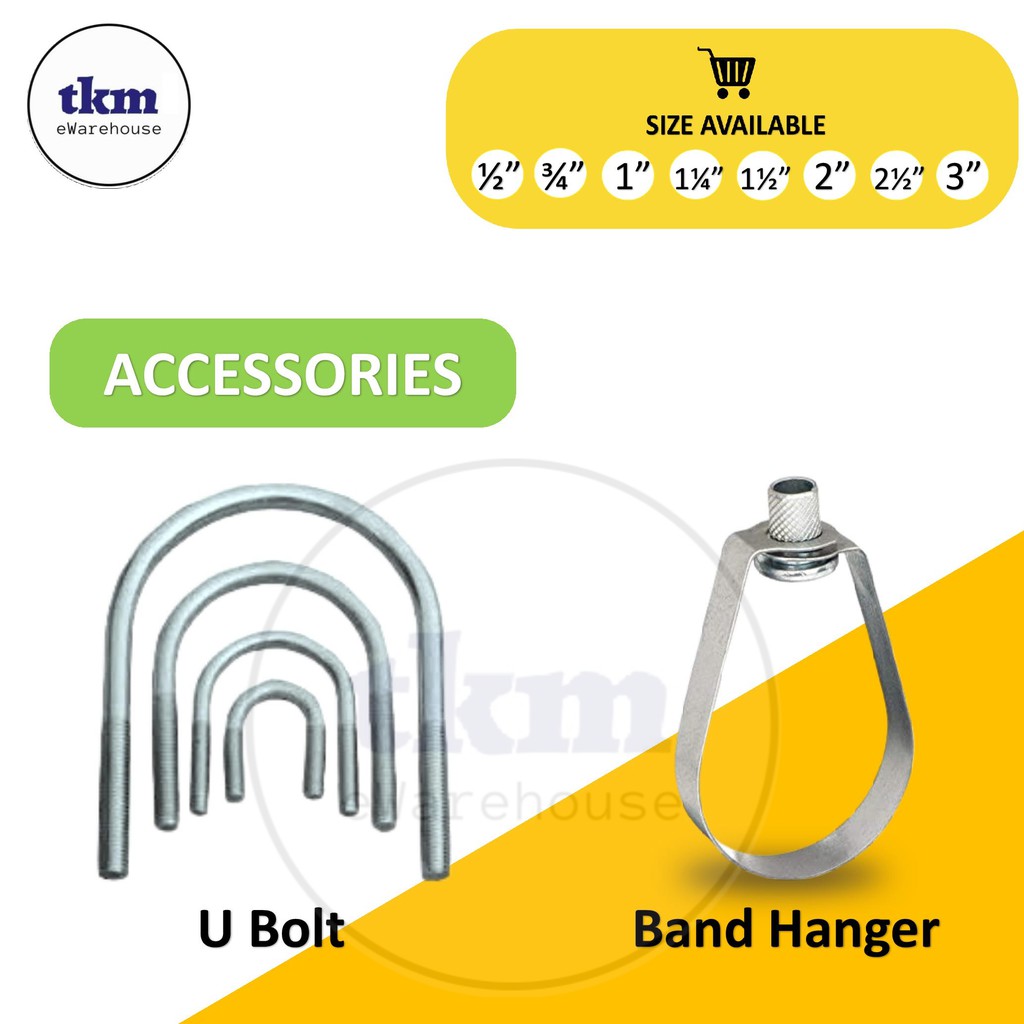 GI GALVANIZED IRON U BOLT ZINC PALTED FLAT BAR PAPAYA HANGER BAND