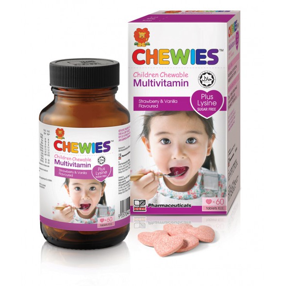 Chewies Multivitamin Plus Lysine Strawberry & Vanilla Flavoured ...