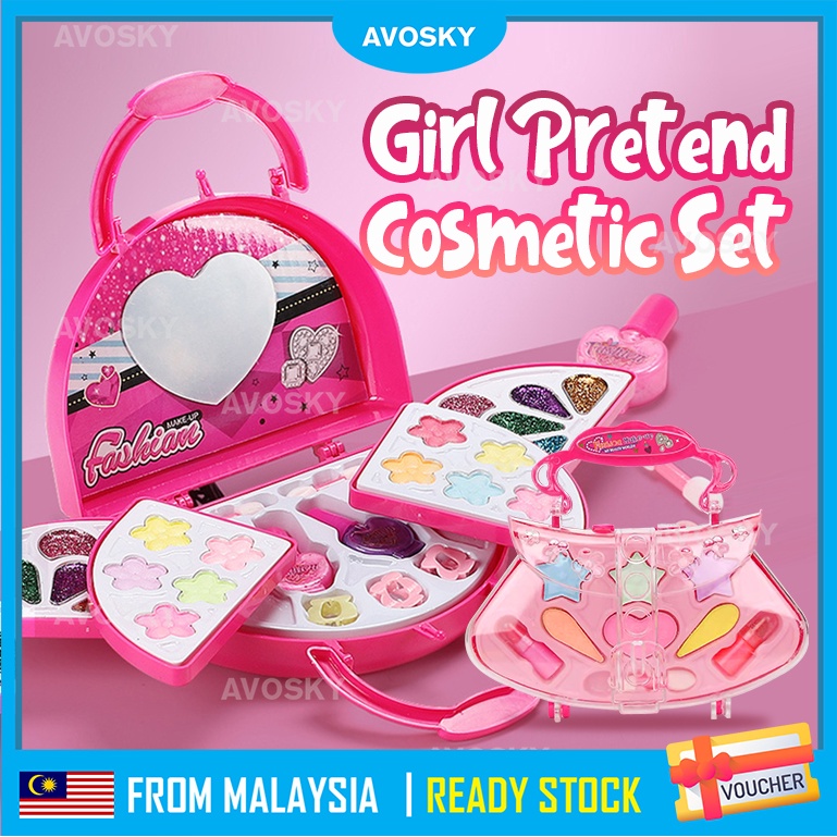 AVOSKY Girl Pretend Cosmetic Set Girl Makeup Toy Portable Make Up Toys ...