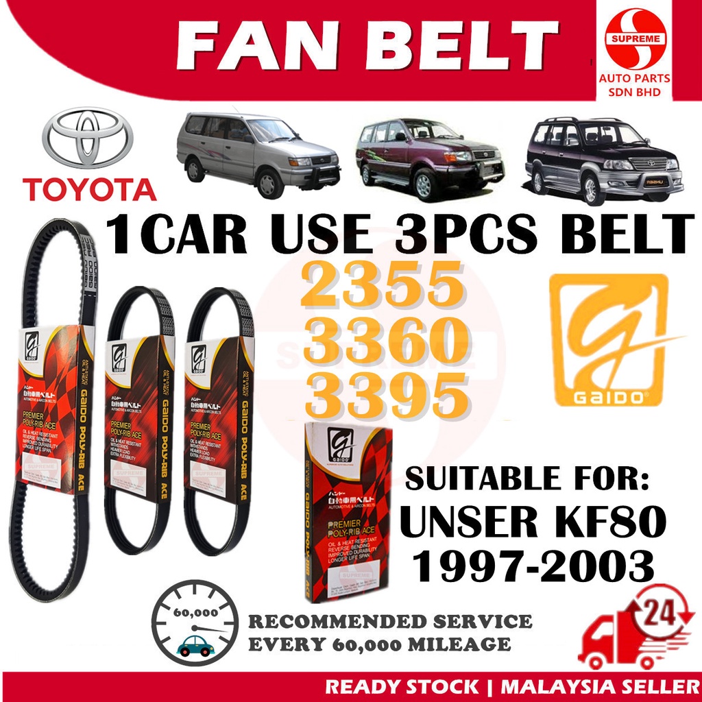 S2U Gaido Fan Belt Toyota Unser 1.8 KF80 Air Cond Alternator Power
