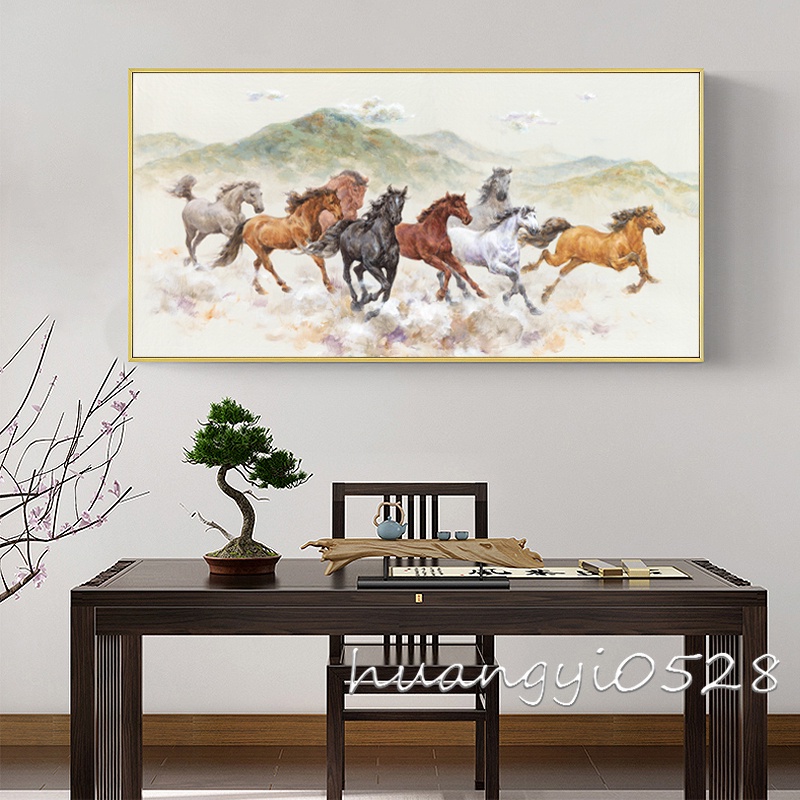 Canvas Painting Chinese Style Eight Horses Oil Painting Style Home