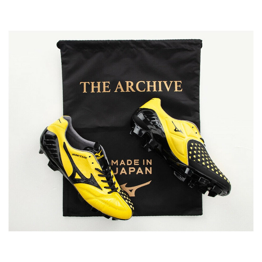 Mizuno Wave Ignitus Japan K Leather Shoes Men s Football Boots Yellow P1GA224409