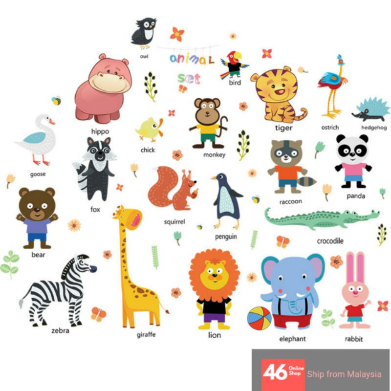 Wall Stickers Animal Word Stickers Vehicles Word Sticker Study Sticker