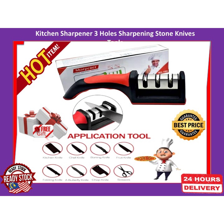 Kitchen Sharpener 3 Holes Sharpening Stone Knives Tools 磨刀器 Kitchen ...