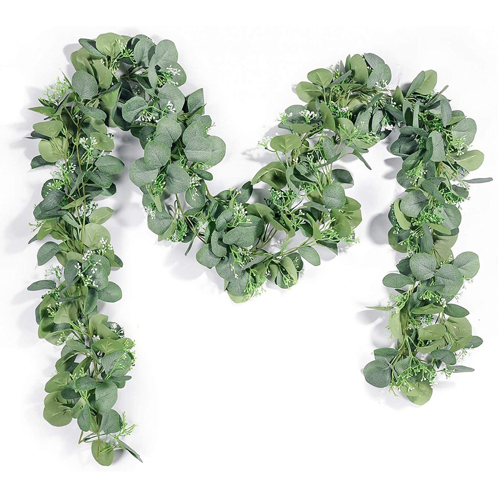 2 Pack Artificial Seeded Eucalyptus Garland, 6.5 Feet Faux Eucalyptus ...
