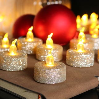 LED Glitter Flameless Candle Luminous Electronic Candle Romantic Party Home  Decor Christmas Decoration Lovely Night Light