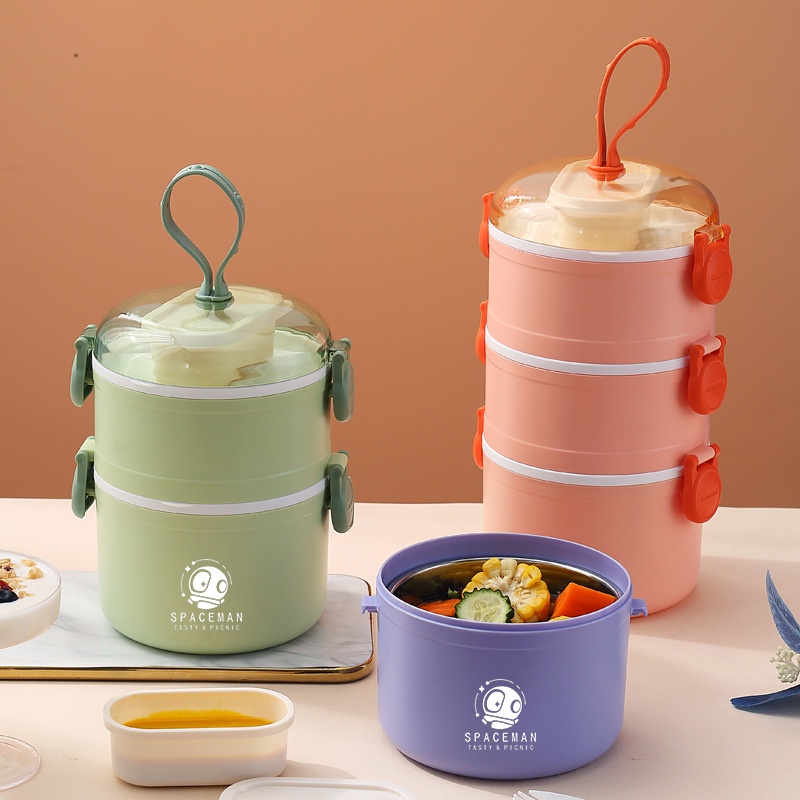 INS Influencer MultiLayer Round 304 Stainless Steel Lunch Box Student Office Adult Bento With