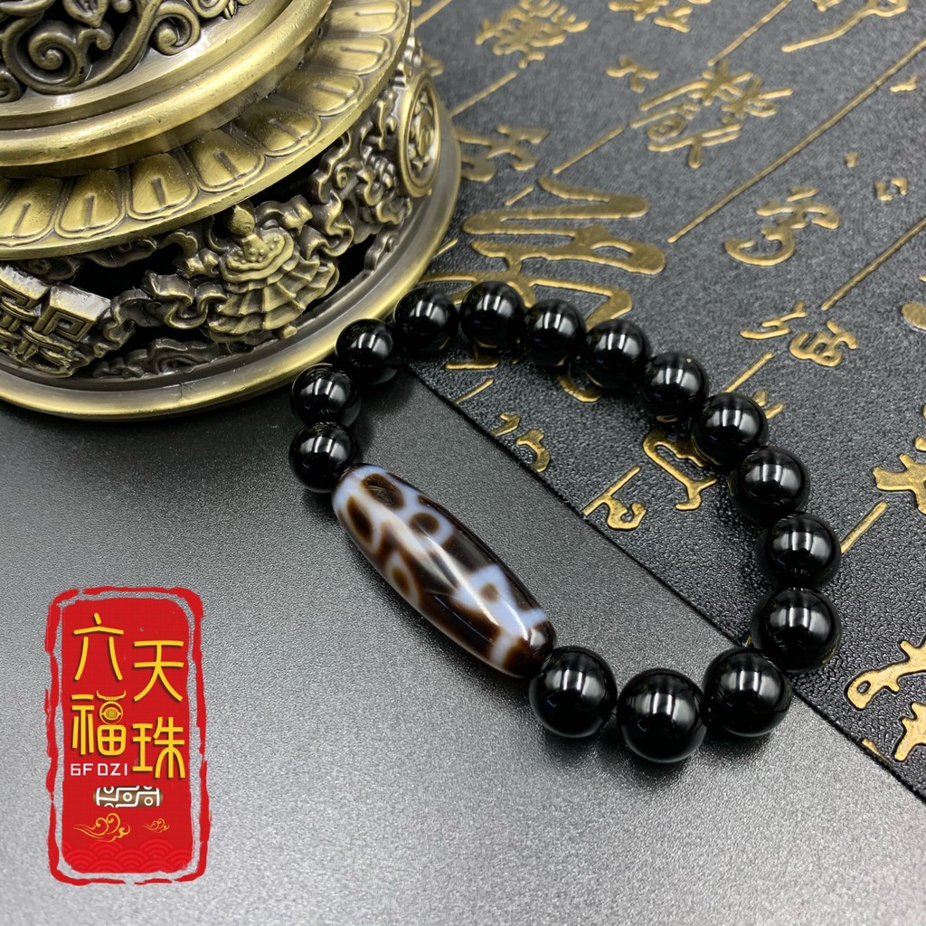 六福天珠6F Dzi 】欢喜佛新天珠（单颗新天珠/黑玛瑙手串） | Shopee