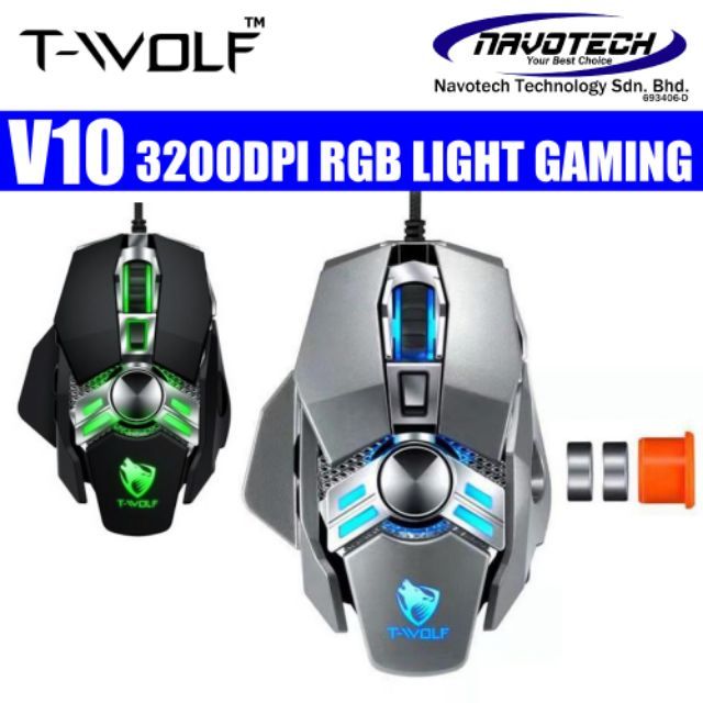 T-WOLF V10 RGB LED Gaming Mouse | Shopee Malaysia