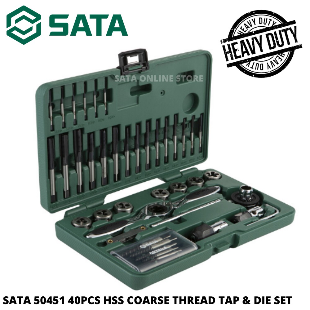 SATA 50451 40PCS HSS COARSE THREAD TAP & DIE SET / TAP & DIE SET / HAND TAP & TIE SET