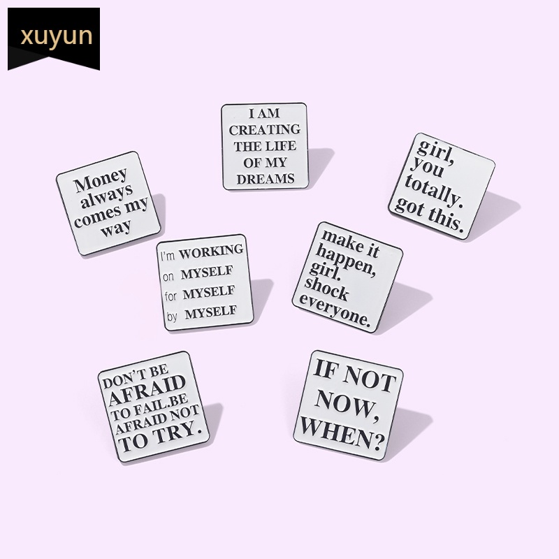 7 Styles Text Lapel Brooch Girl Inspirational Sentence Enamel Pin ...