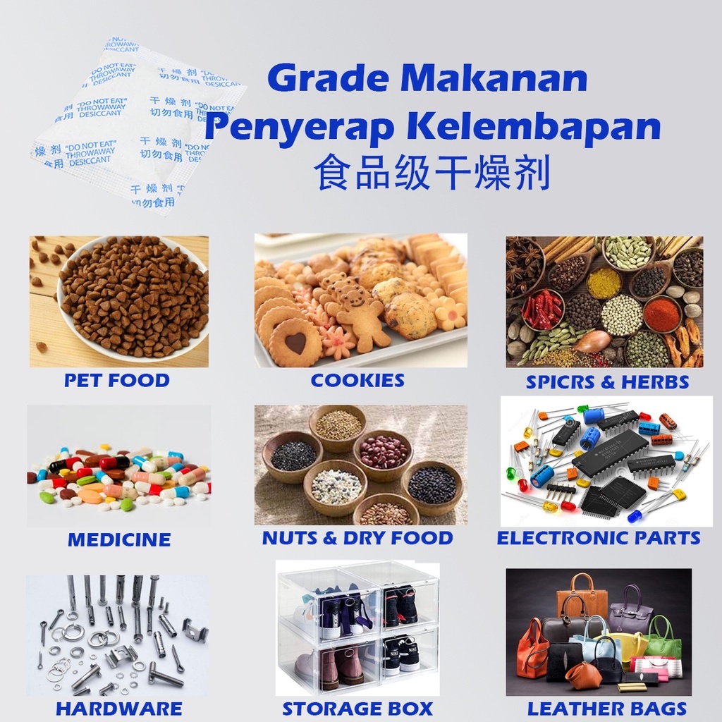 Silica Gel Absorb Moisture Food Grade Desiccant Silika Gel Penyerap