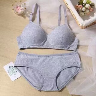 Full Cotton Girl Bra Set Bras+Panties 32-38 A B Cup Wireless Push Up  Bralette Soft Comfortable Innerwear For Teenage Student Small Size