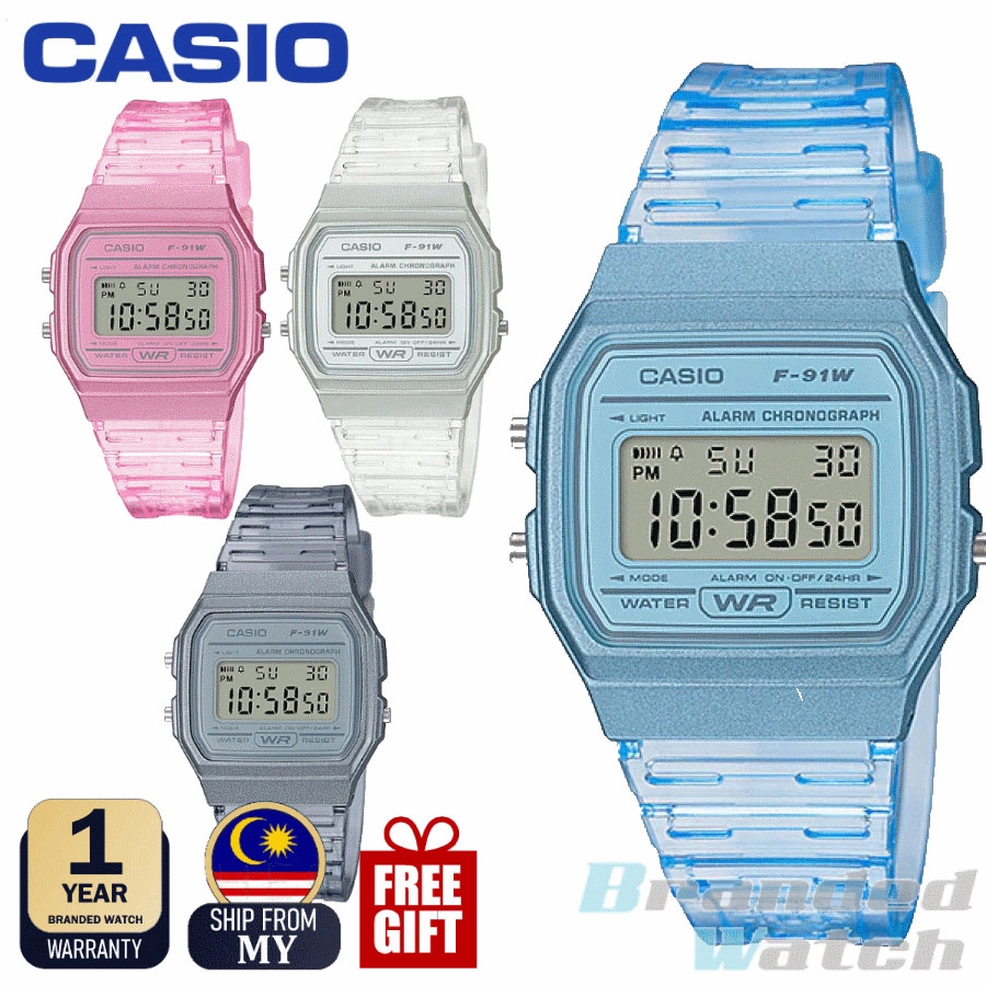 CASIO WATCH F91WS TRANSPARENT JELLY DIGITAL WATCH UNISEX WATCH JAM