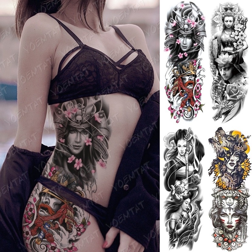 Waterproof Body Art Tattoos: Sticker Set For Upper Arm Sleeve