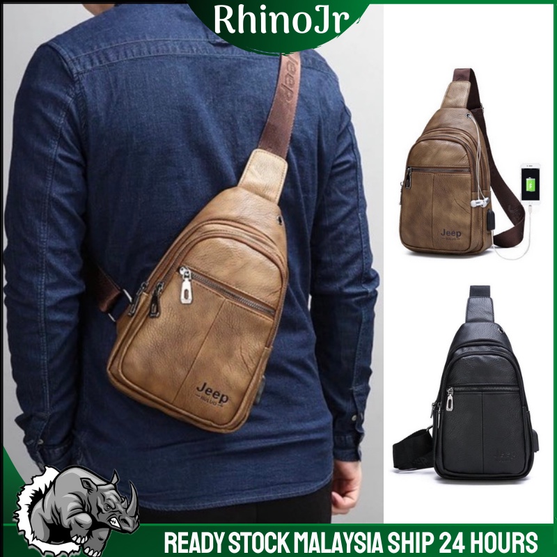 PSB34 RhinoJr-Ready Stock Malaysia Jeep Buluo Men Leather bag Men cross ...