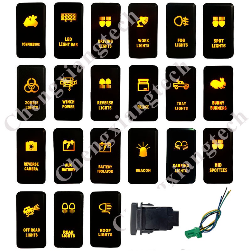 1PC 12V Orange Led Light Bar Push Button Switch For Toyota Landcruiser