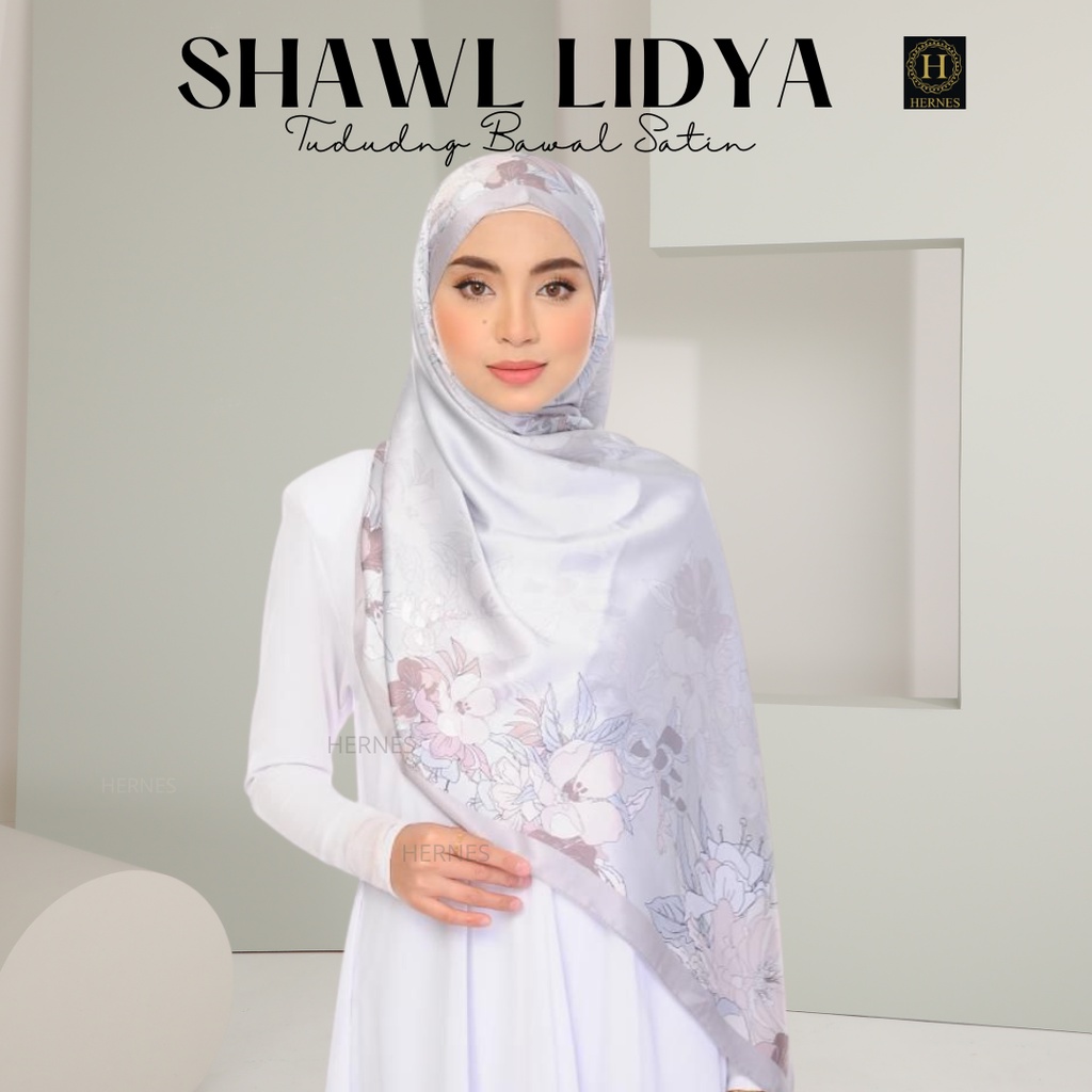 HERNES SHAWL LIDYA BUBBLE SATIN EXCLUSIVE KOREA PRINTED BIDANG BESAR ...