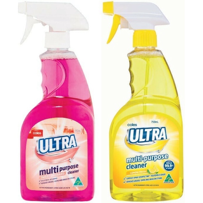 Coles Ultra MultiPurpose Cleaner Trigger Spray, 750mlx2, Lemon & Berry
