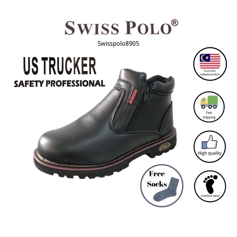 US TRUCKER SAFETY SHOES UT1939 BLACK STEEL TOE Shopee Malaysia