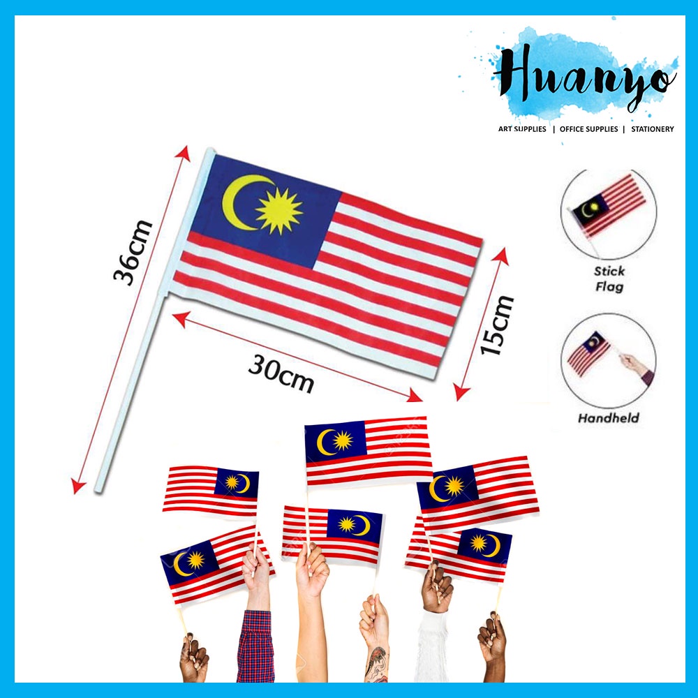 Malaysia Hand Flag Bendera Tangan Jalur Germilinag Polyester 30 X 15cm 6 X 12 Inch [1pcs