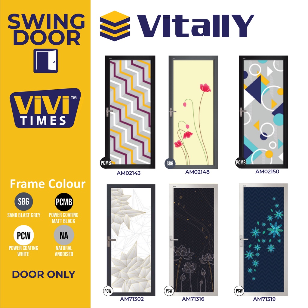 Aluminium Swing Door Toilet Bathroom Door Toilet Swing Door Pintu