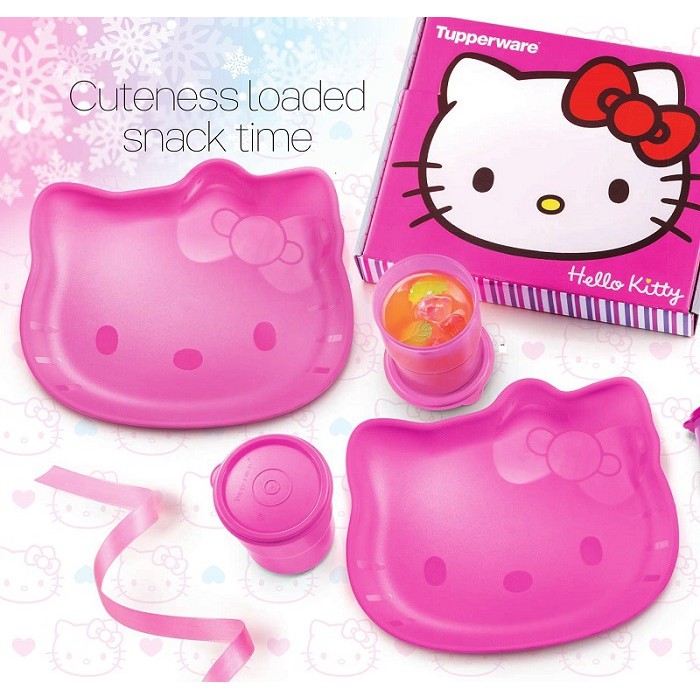 Tupperware Hello Kitty Plates Set of 2 Pink and Purple