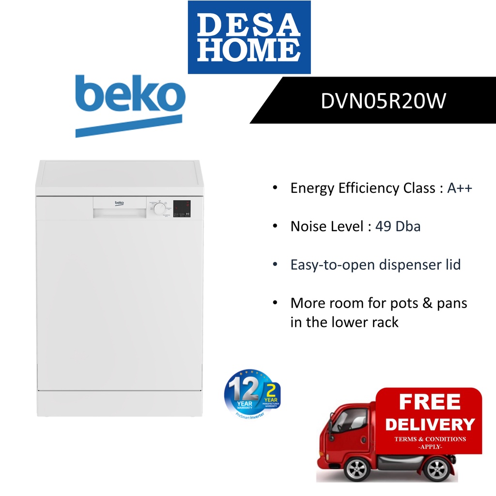 Beko dvn05r20w standard deals dishwasher