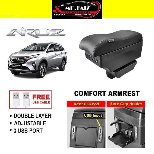 Perodua Aruz Car Arm Rest Armrest Layer Usb Shopee Malaysia