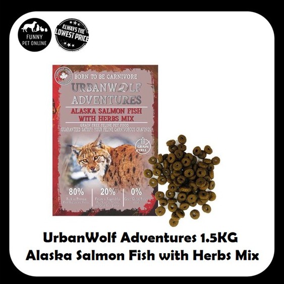URBANWOLF ADVENTURES CAT FOOD 1.5KG# ALASKA SALMON FISH WITH HERBS MIX ...