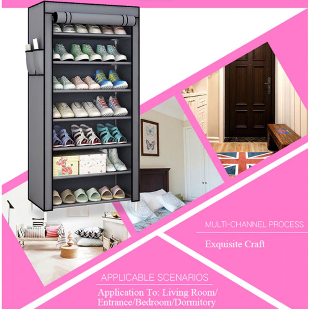 Shoes Cabinet 8 Layers Shoe Rack Fabric Furniture Home Organizer ...